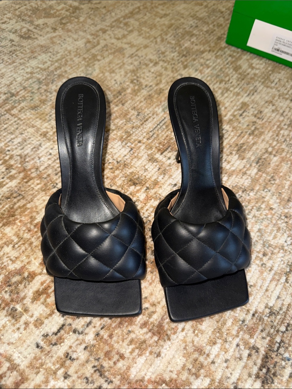Bottega Veneta Black Quilted Leather Slide Mules